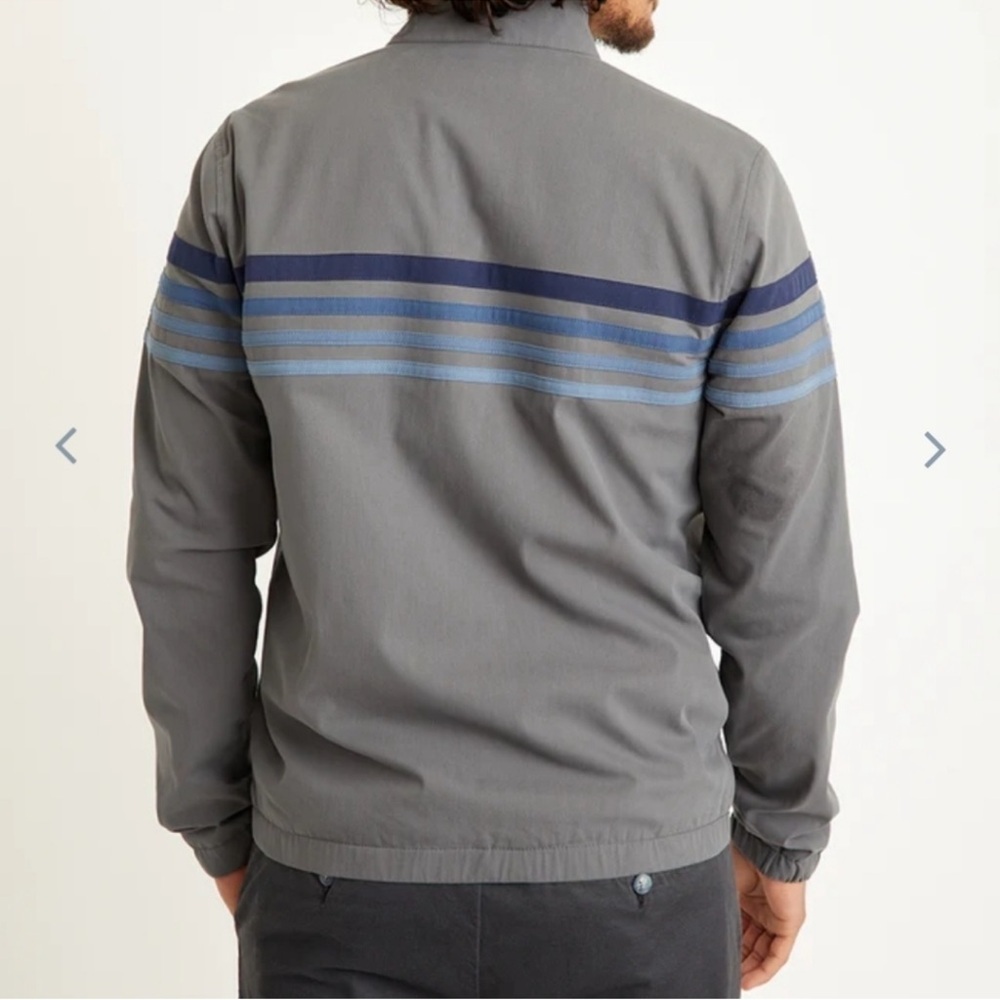 Marine Layer Gray Lightweight Jacket with Blue Stripe Accents - Picture 3 of 11